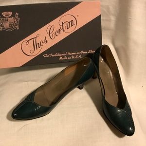 Vintage Thos. Cort. Ltd.dark green calf, high heel shoe, size 6 AAA
